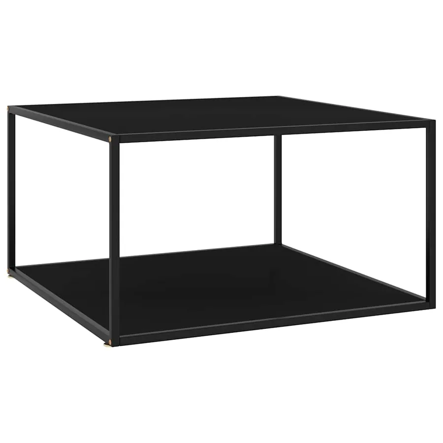 Table basse Noir avec verre noir 90x90x50 cm