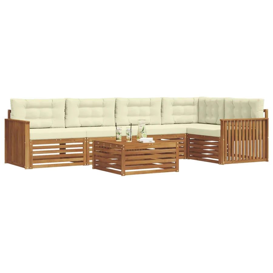 Ensemble de canapés d'extérieur 6 pcs Naturel et Crème - 3