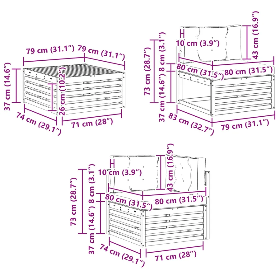 Ensemble de canapés d'extérieur 7 pcs Naturel et Crème - 12