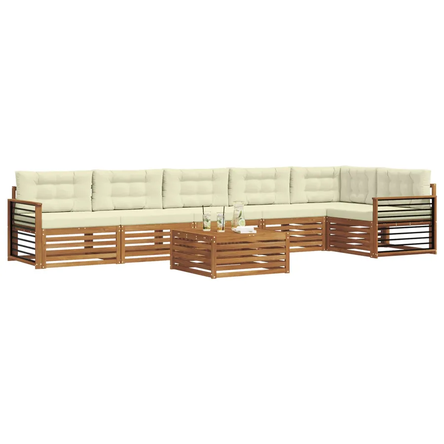 Ensemble de canapés d'extérieur 7 pcs Naturel et Crème - 3