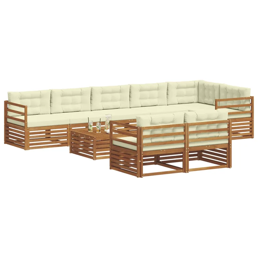 Ensemble de canapés d'extérieur 9 pcs Naturel et Crème - 3
