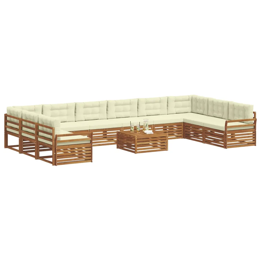 Ensembles de canapés avec coussin 11 pcs Naturel et Crème - 3