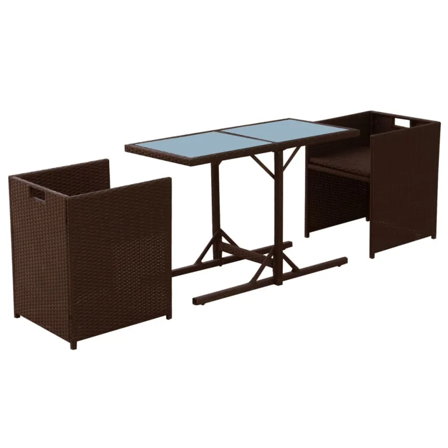 Ensemble de bistro 3 pcs et coussins résine tressée marron - 4