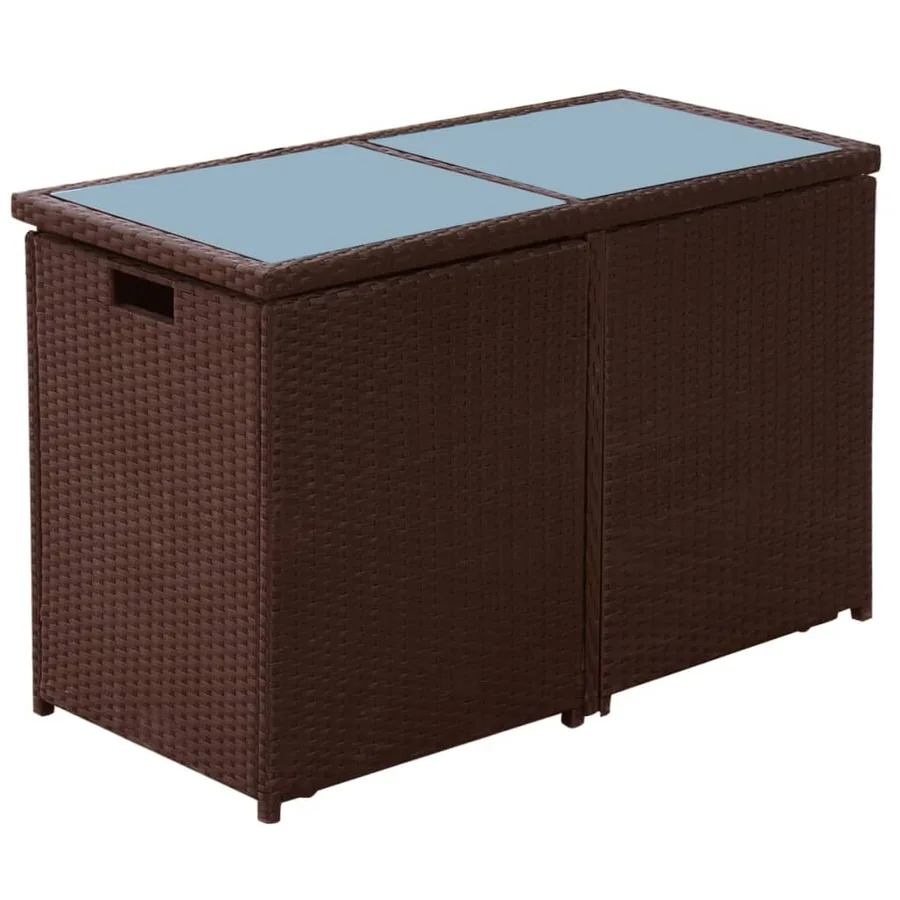 Ensemble de bistro 3 pcs et coussins résine tressée marron - 5