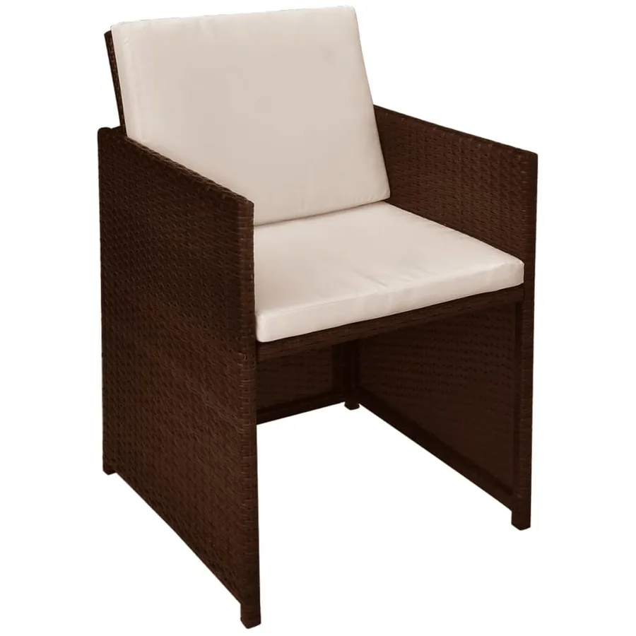 Ensemble de bistro 3 pcs et coussins résine tressée marron - 7