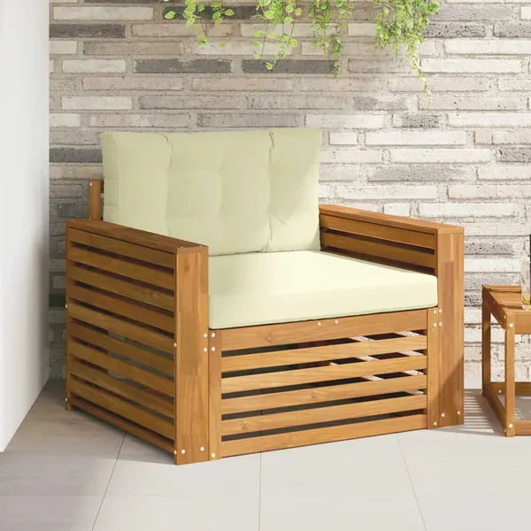 Canapé d’extérieur Bois d'acacia massif et polyester