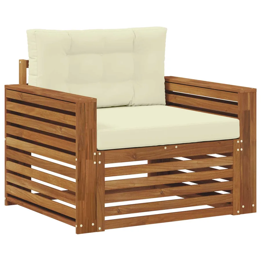 Canapé d’extérieur Bois d'acacia massif et polyester - 2