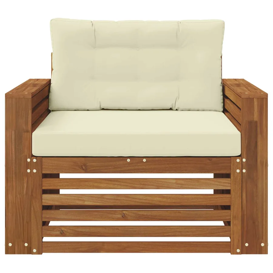 Canapé d’extérieur Bois d'acacia massif et polyester - 3