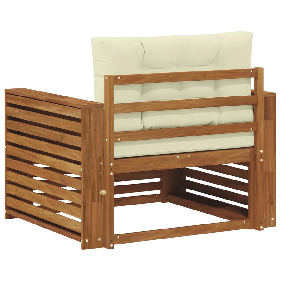 Canapé d’extérieur Bois d'acacia massif et polyester - 5