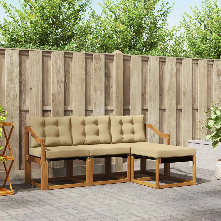 Ensemble de canapés d'extérieur 4 pcs Naturel et Beige