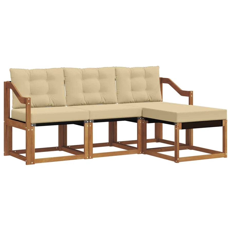 Ensemble de canapés d'extérieur 4 pcs Naturel et Beige - 2