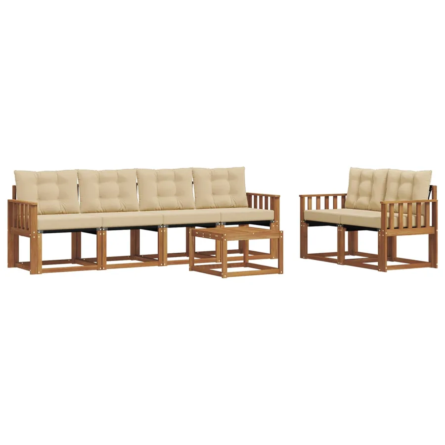 Ensemble de canapés d'extérieur 7 pcs Naturel et Beige - 2