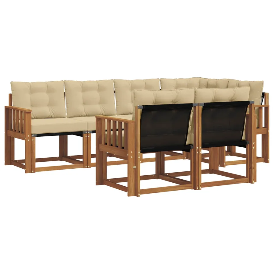 Ensemble de canapés d'extérieur 7 pcs Naturel et Beige - 2