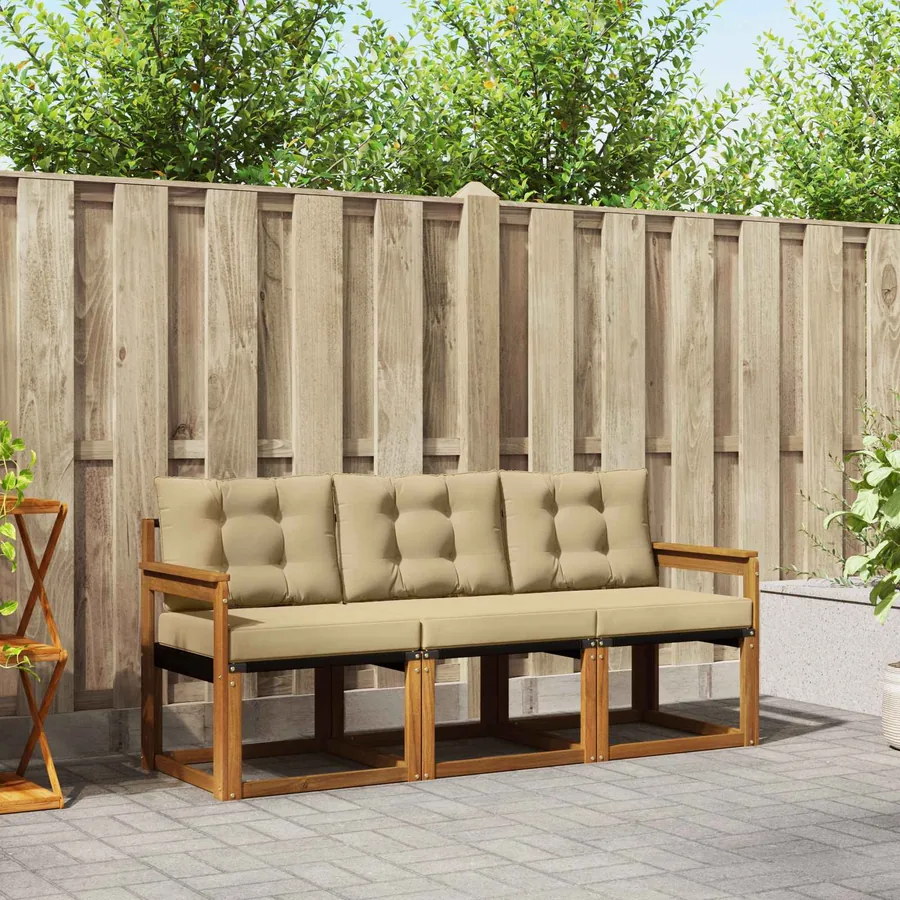 Ensemble de canapés d'extérieur 3 pcs Naturel et Beige