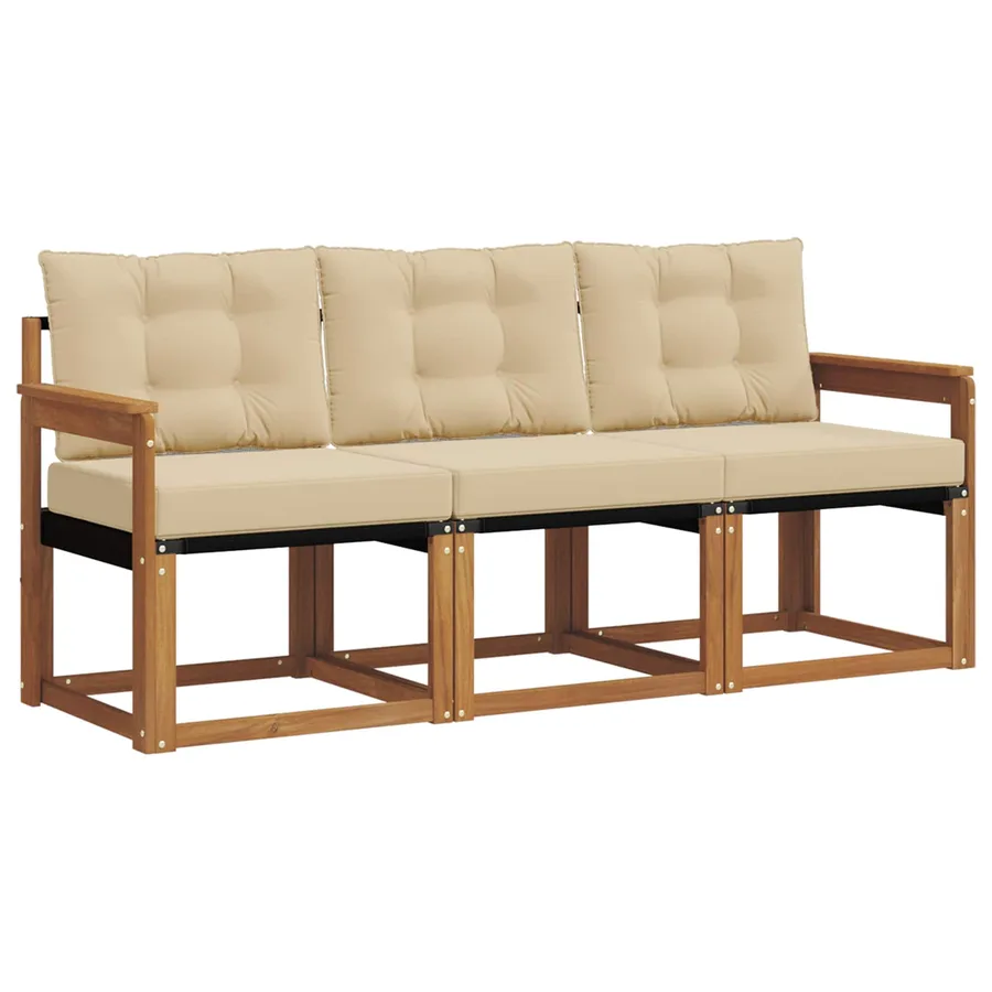 Ensemble de canapés d'extérieur 3 pcs Naturel et Beige - 2