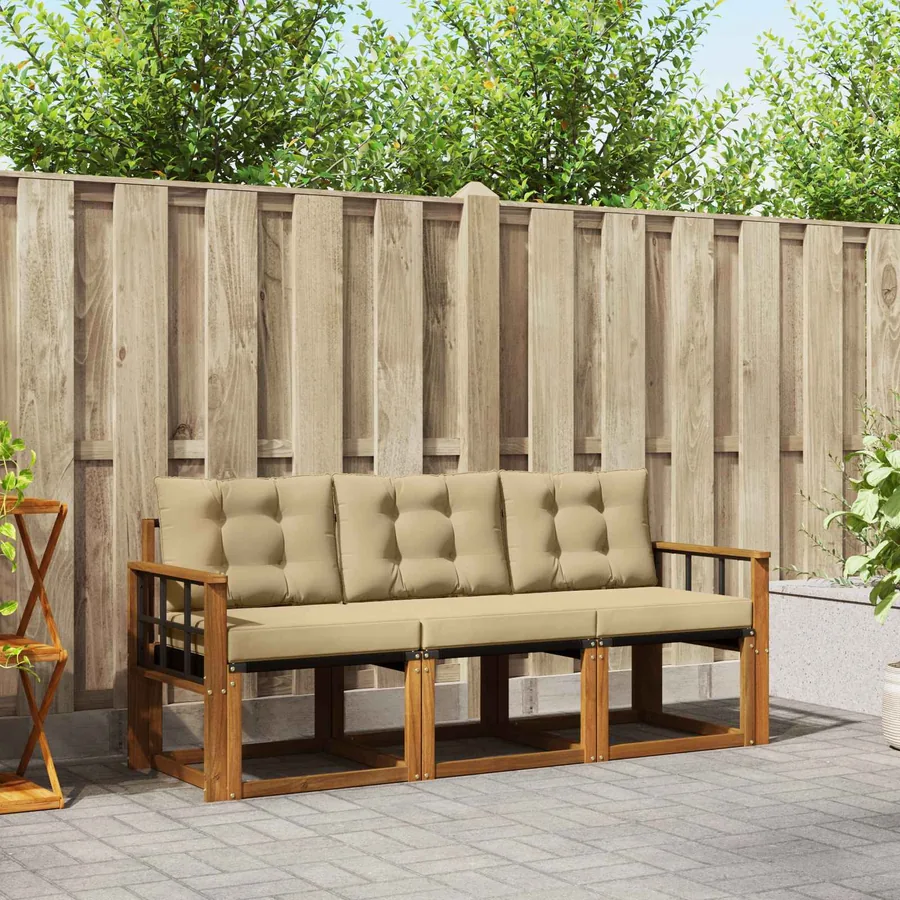 Ensemble de canapés d'extérieur 3 pcs Naturel et Beige