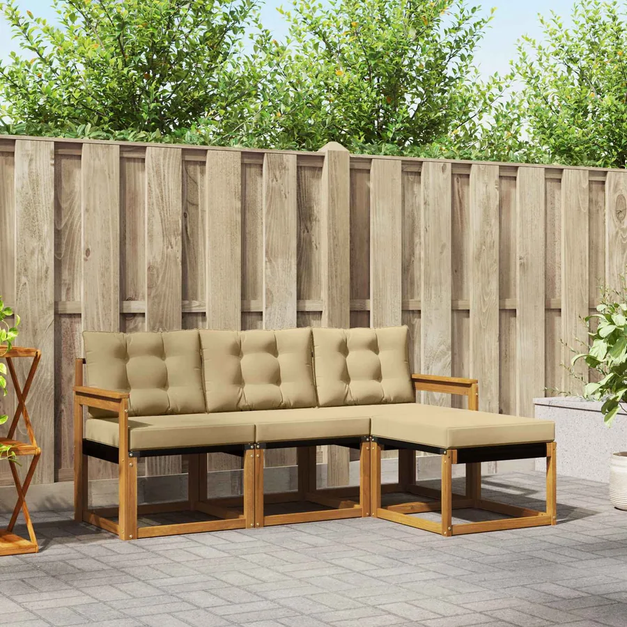 Ensemble de canapés d'extérieur 4 pcs Naturel et Beige
