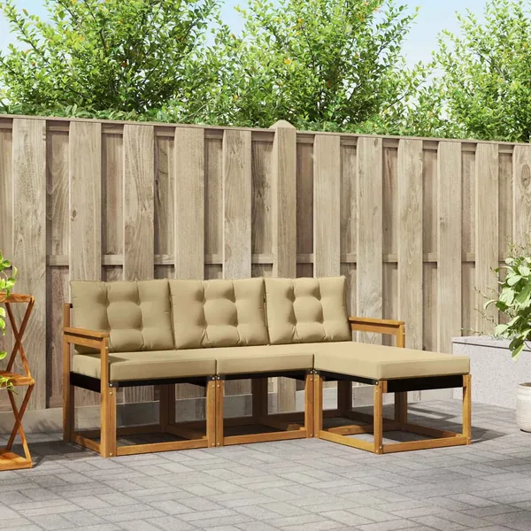 Ensemble de canapés d'extérieur 4 pcs Naturel et Beige