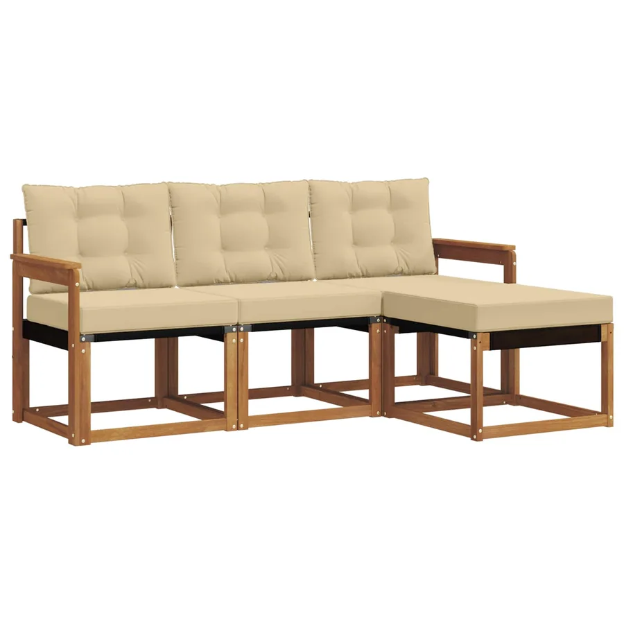 Ensemble de canapés d'extérieur 4 pcs Naturel et Beige - 2