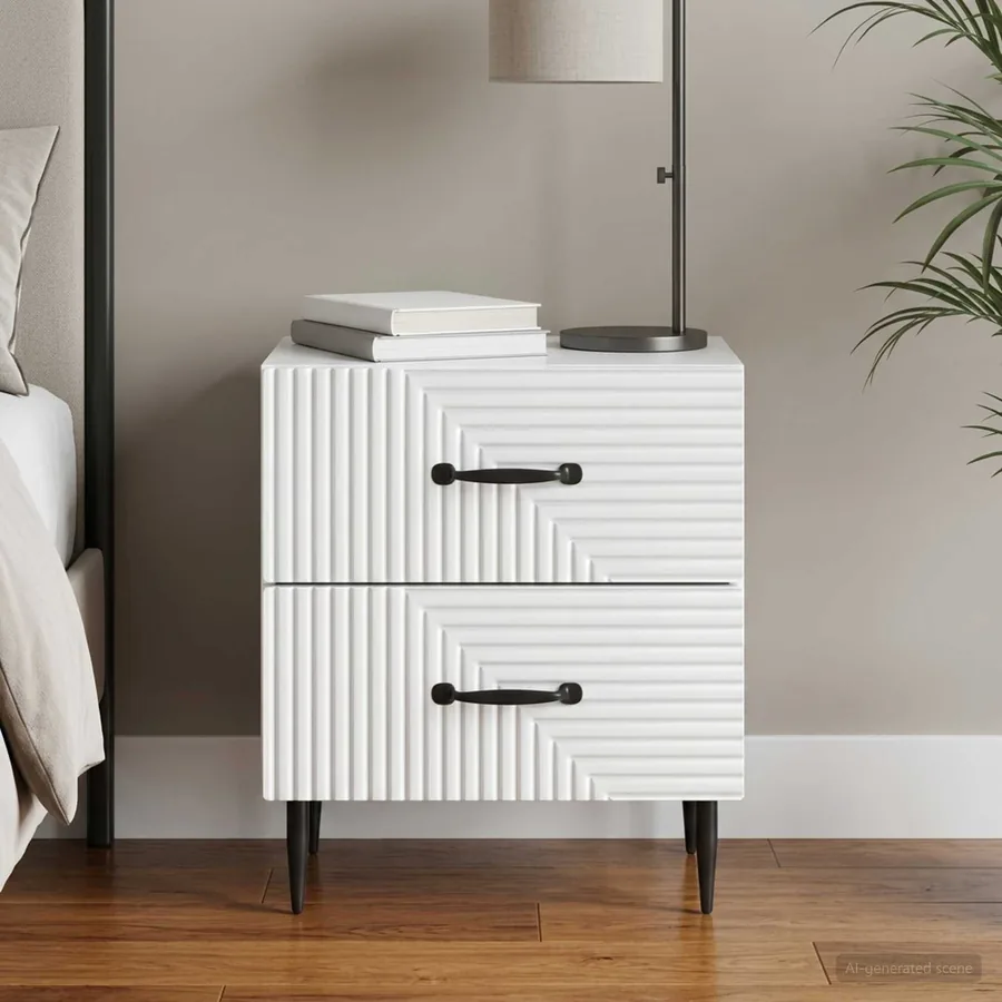 Cabinet de chevet Blanc 43 x 34,5 x 47,5 cm Bois d'ingénierie
