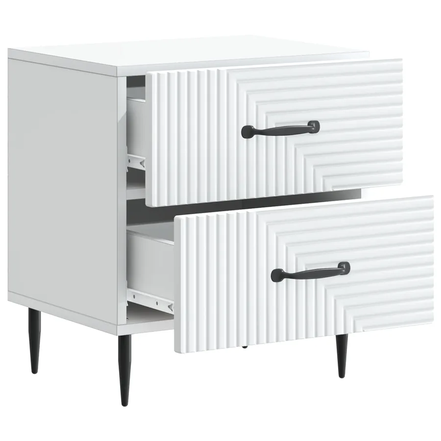 Cabinet de chevet Blanc 43 x 34,5 x 47,5 cm Bois d'ingénierie - 4