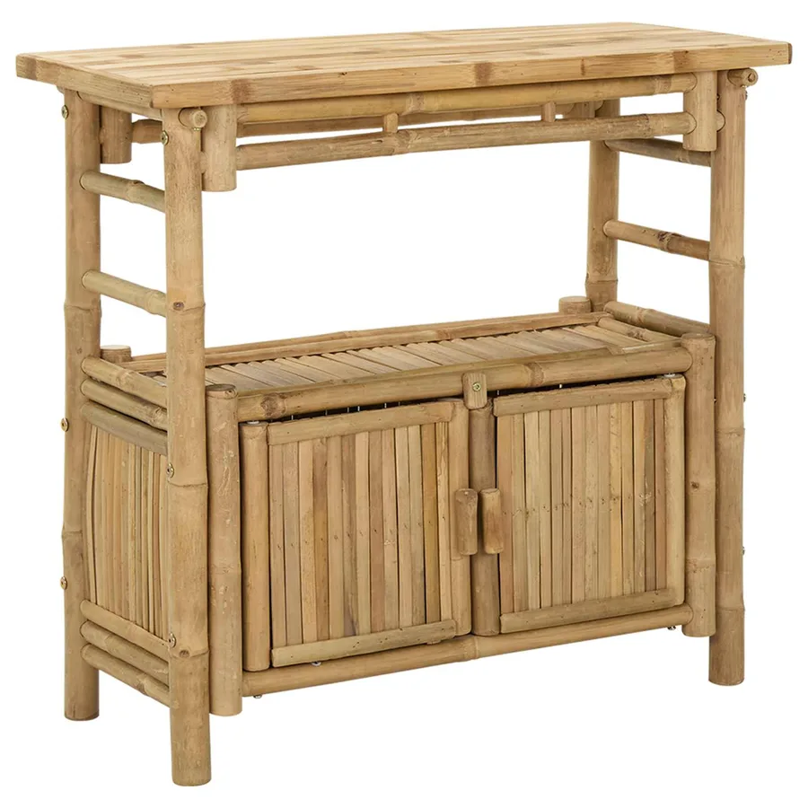 Table console avec étagère Naturel 80 x 35 x 75 cm Bambou - 2