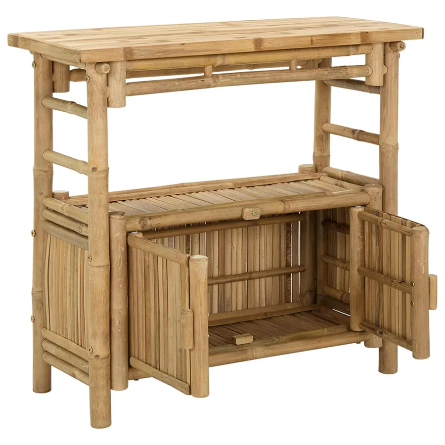 Table console avec étagère Naturel 80 x 35 x 75 cm Bambou - 3