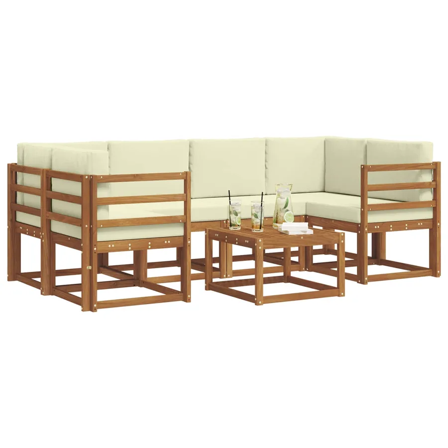 Ensemble de canapés d'extérieur 7 pcs Naturel et Crème - 3