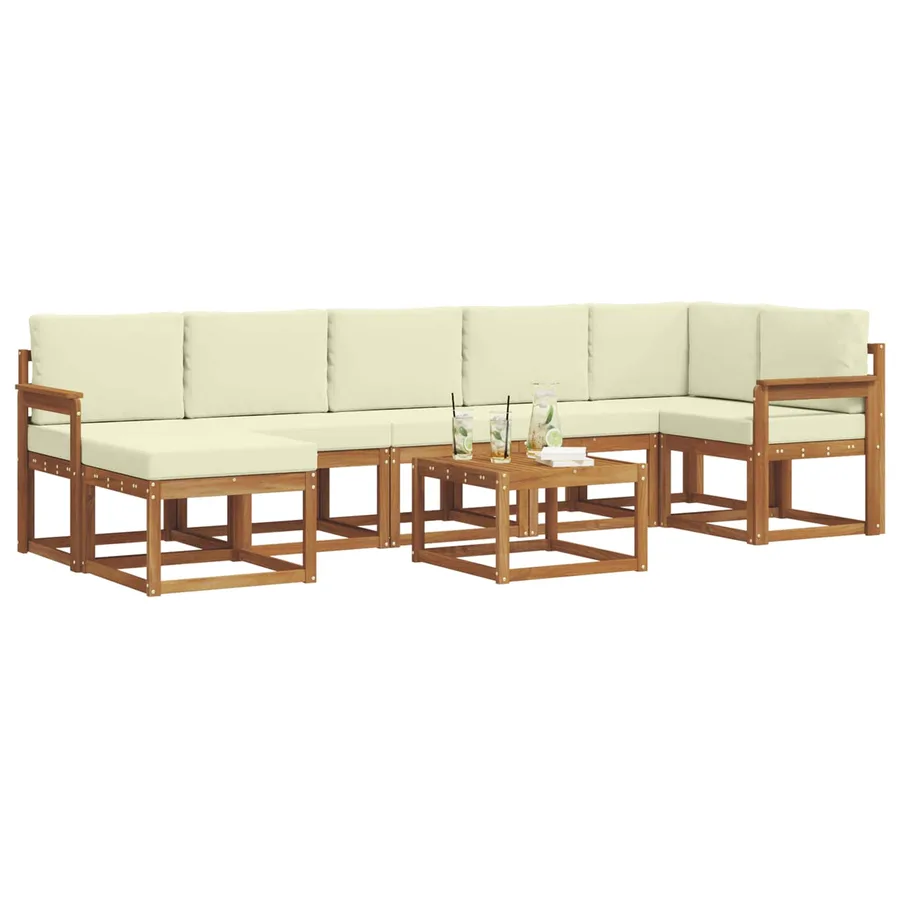 Ensemble de canapés d'extérieur 8 pcs Naturel et Crème - 3