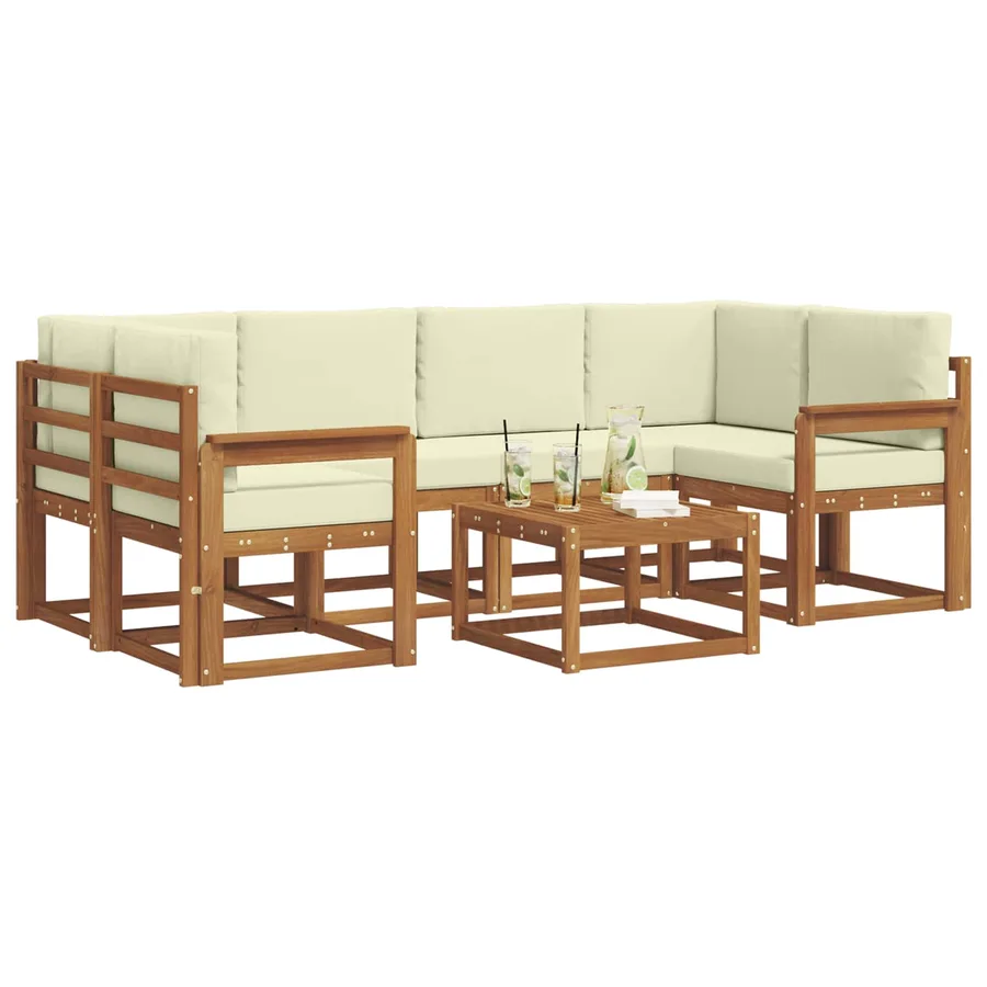 Ensemble de canapés d'extérieur 7 pcs Naturel et Crème - 3