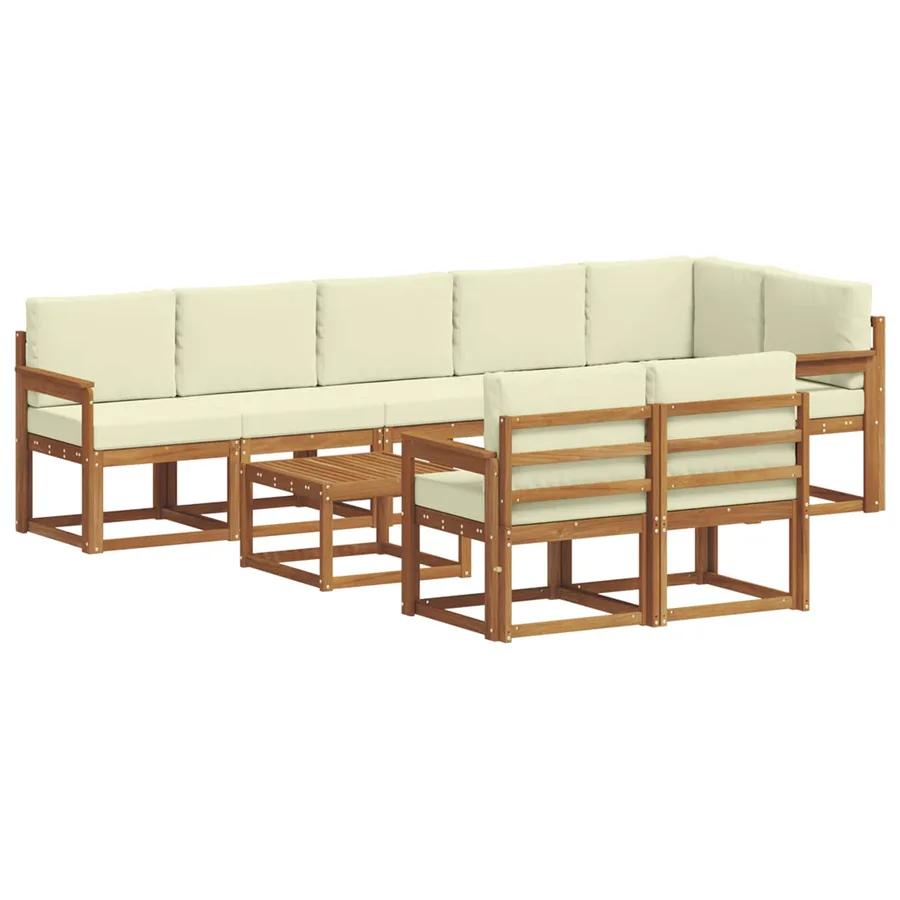 Ensemble de canapés d'extérieur 9 pcs Naturel et Crème - 2
