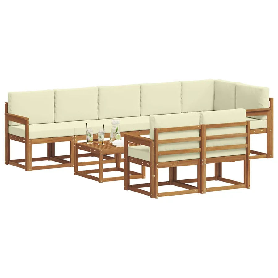 Ensemble de canapés d'extérieur 9 pcs Naturel et Crème - 3