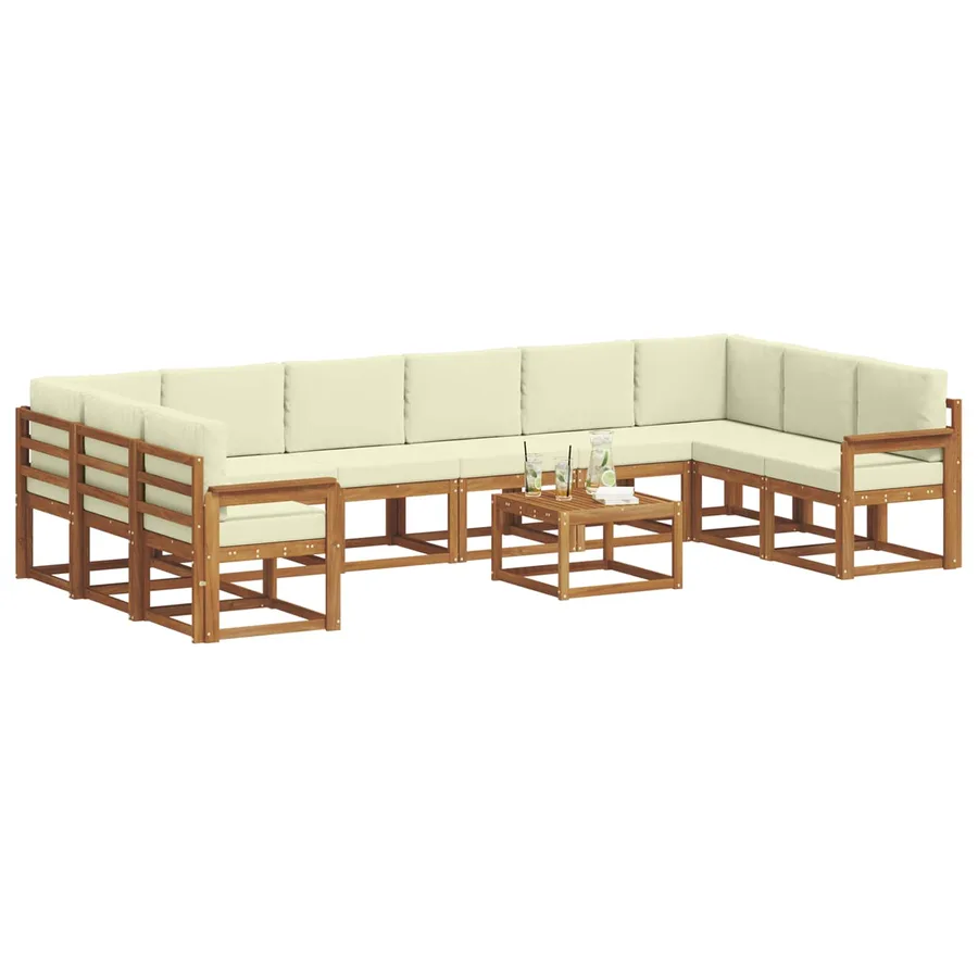 Ensemble de canapés d'extérieur 11 pcs Naturel et Crème - 3