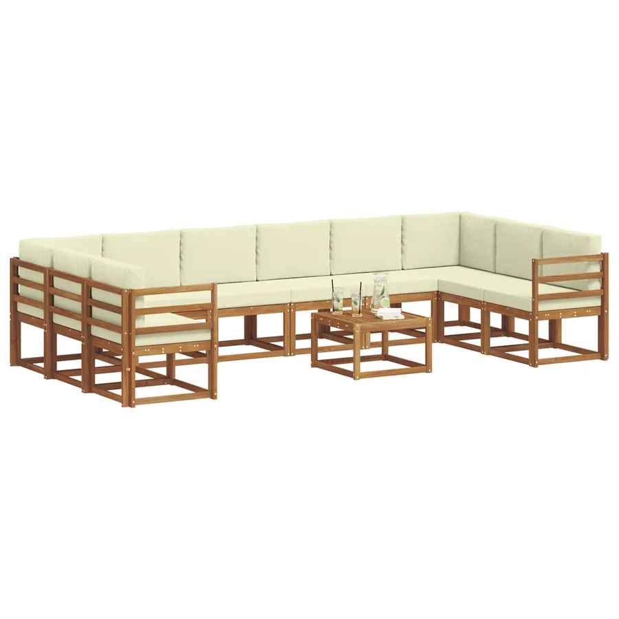 Ensemble de canapés d'extérieur 11 pcs Naturel et Crème - 3