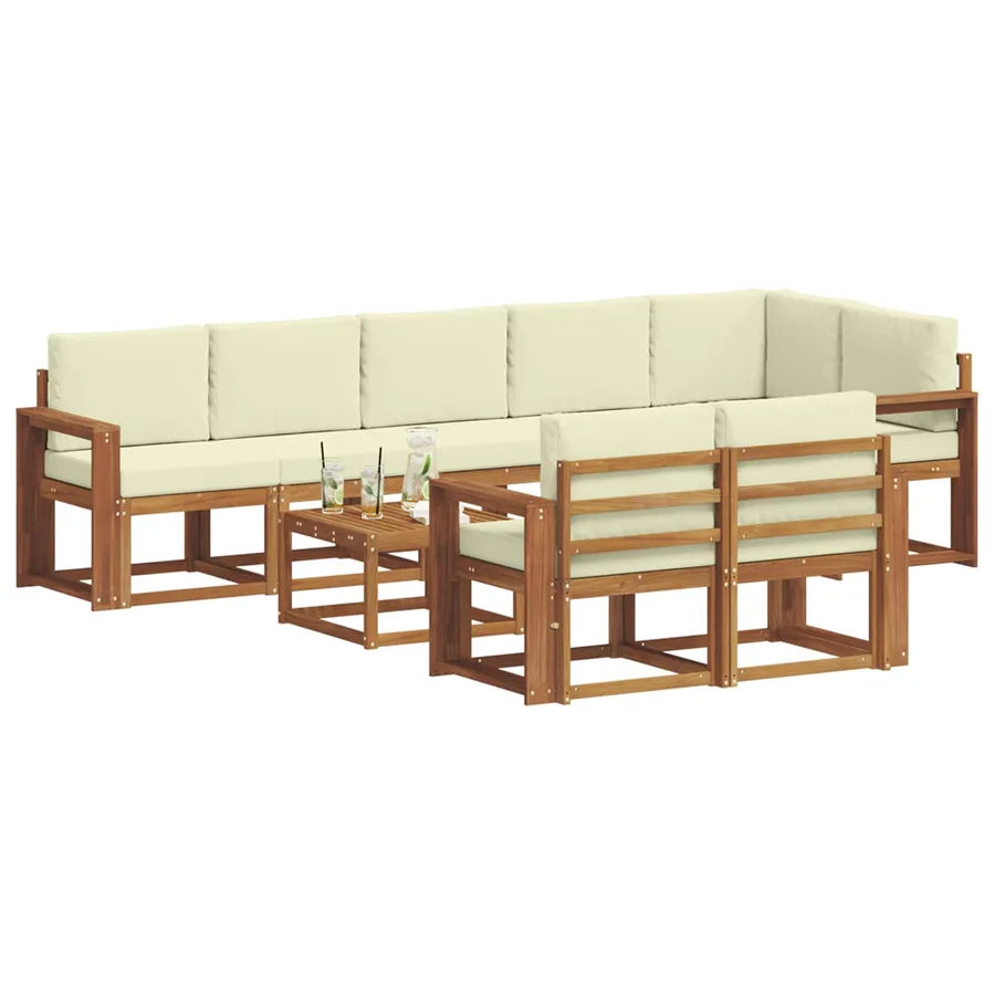 Ensemble de canapés d'extérieur 9 pcs Naturel et Crème - 3