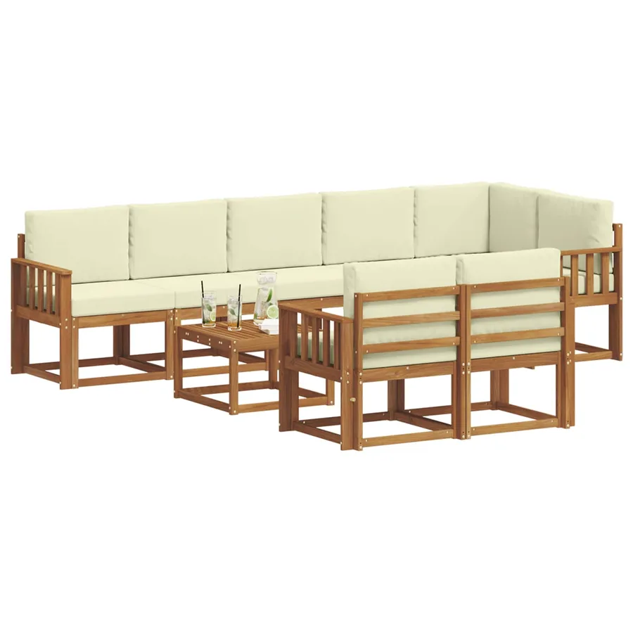 Ensemble de canapés d'extérieur 9 pcs Naturel et Crème - 3