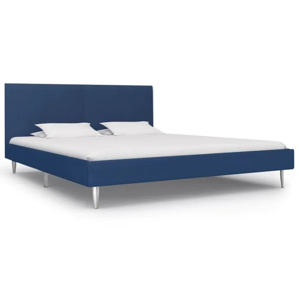 Cadre de lit sans matelas bleu tissu 180x200 cm