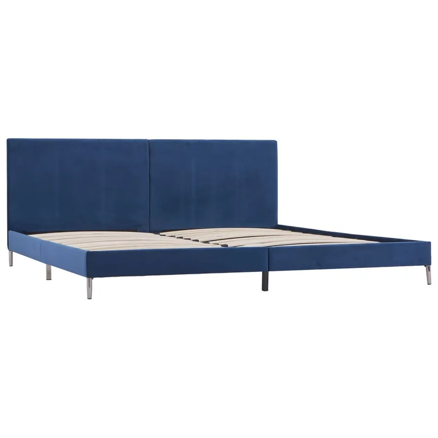 Cadre de lit sans matelas bleu tissu 180x200 cm - 2