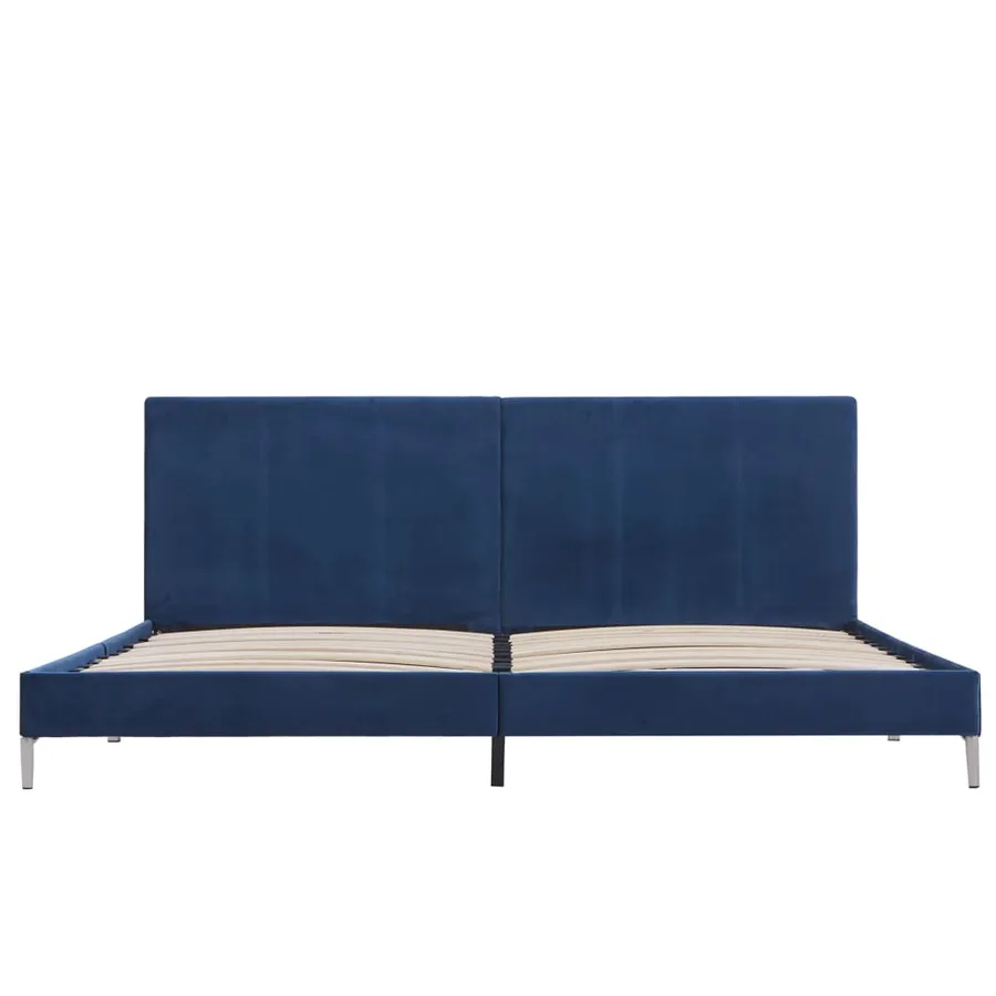 Cadre de lit sans matelas bleu tissu 180x200 cm - 3