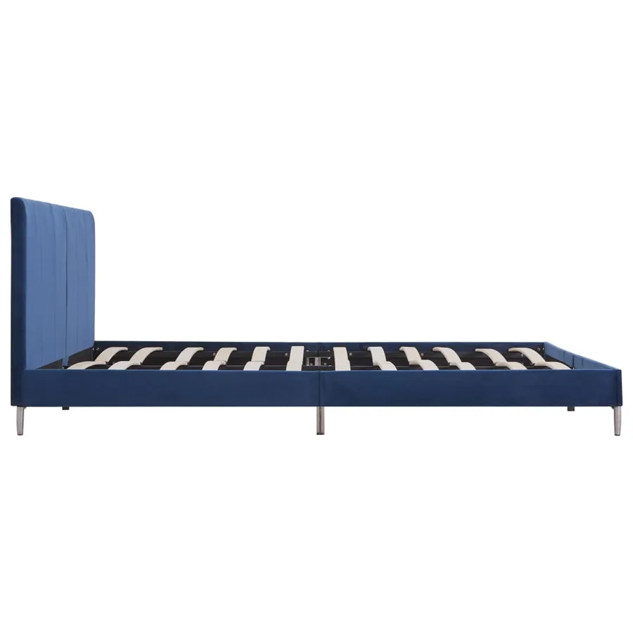 Cadre de lit sans matelas bleu tissu 180x200 cm - 4