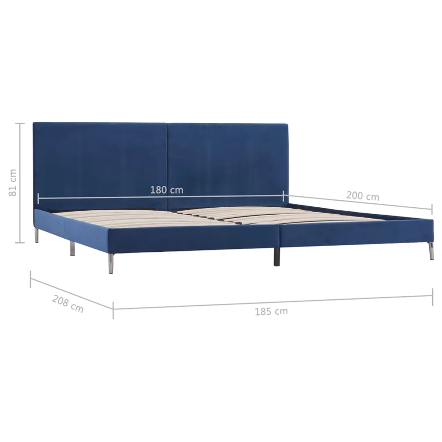 Cadre de lit sans matelas bleu tissu 180x200 cm - 7