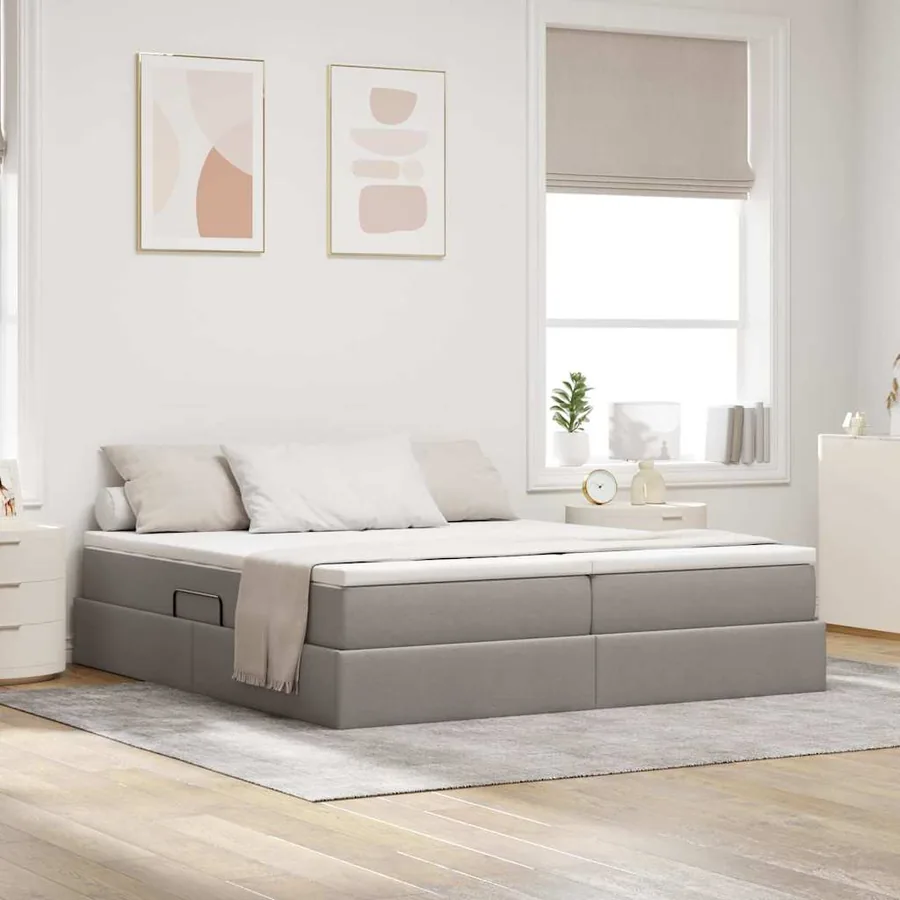 Lit avec rangement et matelas Taupe 180 x 200 cm Polyester