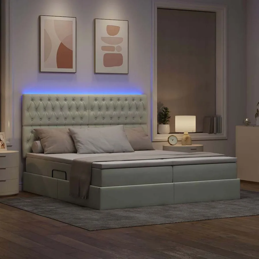 Lit de rangement LED avec matelas Gris clair 180 x 200 cm - 5
