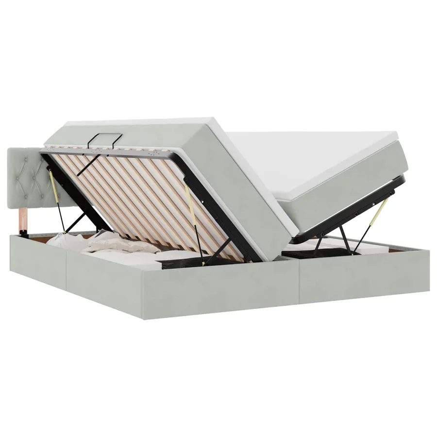 Lit de Rangement avec matelas Gris clair 90 x 200 cm - 2