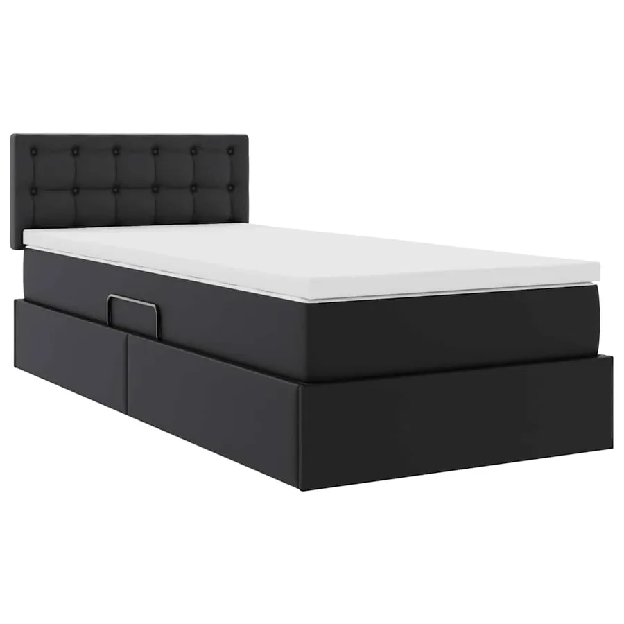 Lit avec rangement et matelas Noir 90 x 190 cm Simili cuir - 5