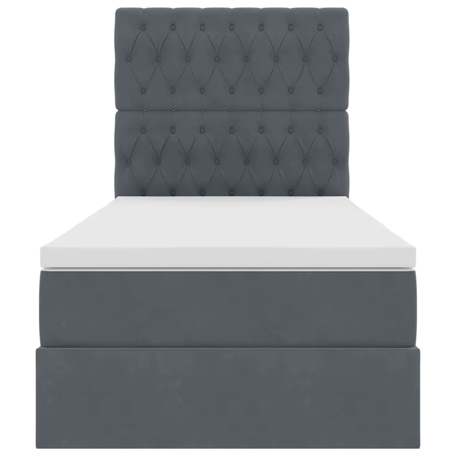 Lit avec rangement et matelas Gris foncé 90 x 190 cm Velours - 7