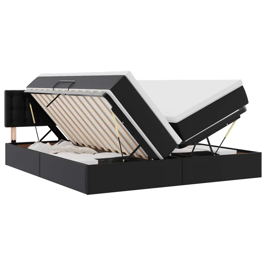 Lit de Rangement Noir 180 x 200 cm Cuir synthétique - 2