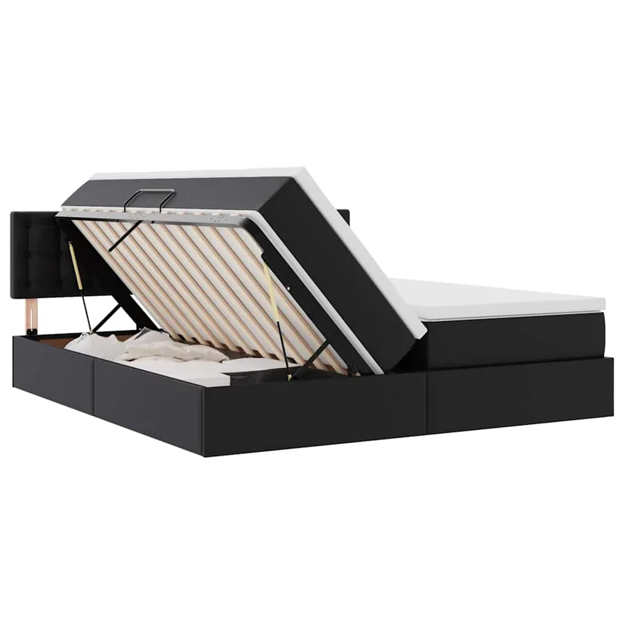 Lit de Rangement Noir 180 x 200 cm Cuir synthétique - 7