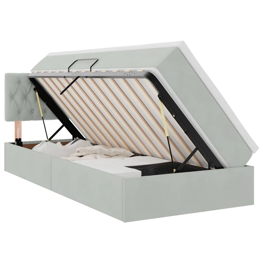 Lit de rangement LED avec matelas Gris clair 90 x 200 cm - 2