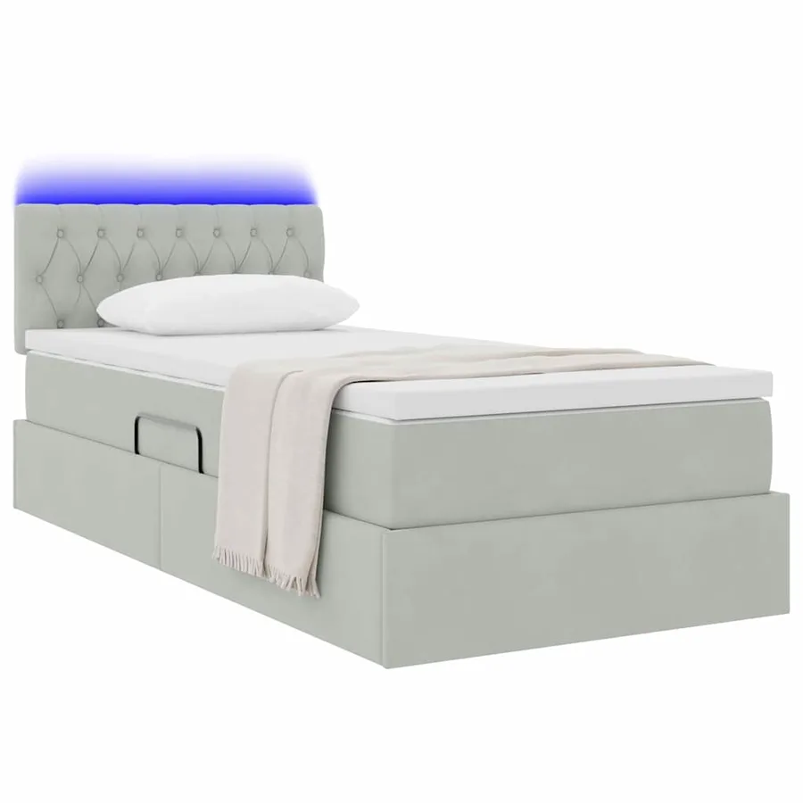 Lit de rangement LED avec matelas Gris clair 90 x 200 cm - 3